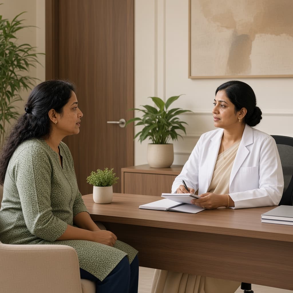 Gynecologist in a private consultation